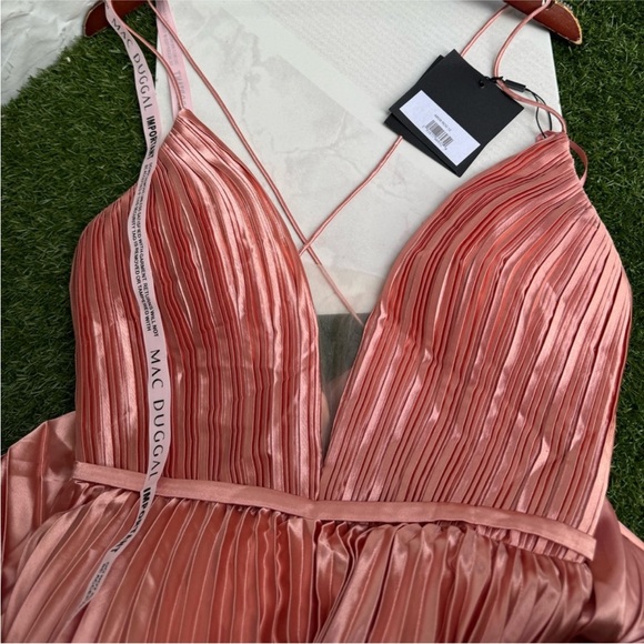 IEENA 1 FOR MAC DUGGAL Pleated Rose Gold Maxi Dresss size 12 women NWT $398 - Picture 8 of 11